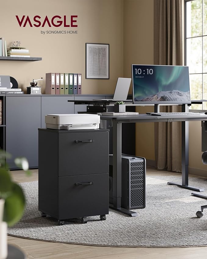 2-Drawer Rolling File Cabinet & Printer Stand for Home Office
