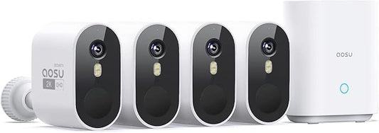 4-Camera Wireless Outdoor Security Camera System with 2K QHD Resolution & Solar Charging