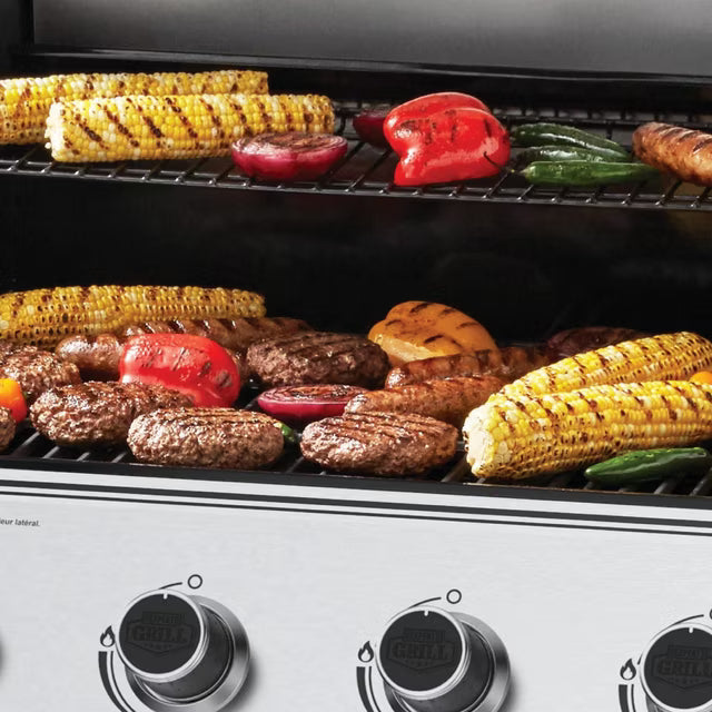 4 Burner Propane Gas BBQ Grill with Side Burner & Stainless Steel Lid