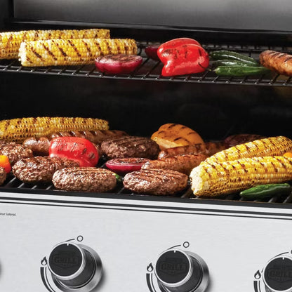 4 Burner Propane Gas BBQ Grill with Side Burner & Stainless Steel Lid