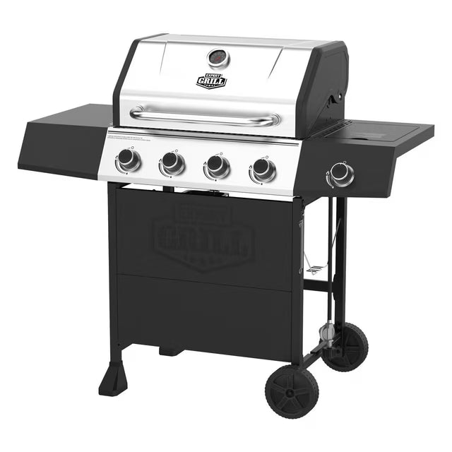 4 Burner Propane Gas BBQ Grill with Side Burner & Stainless Steel Lid