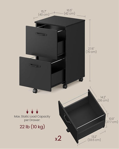 2-Drawer Rolling File Cabinet & Printer Stand for Home Office