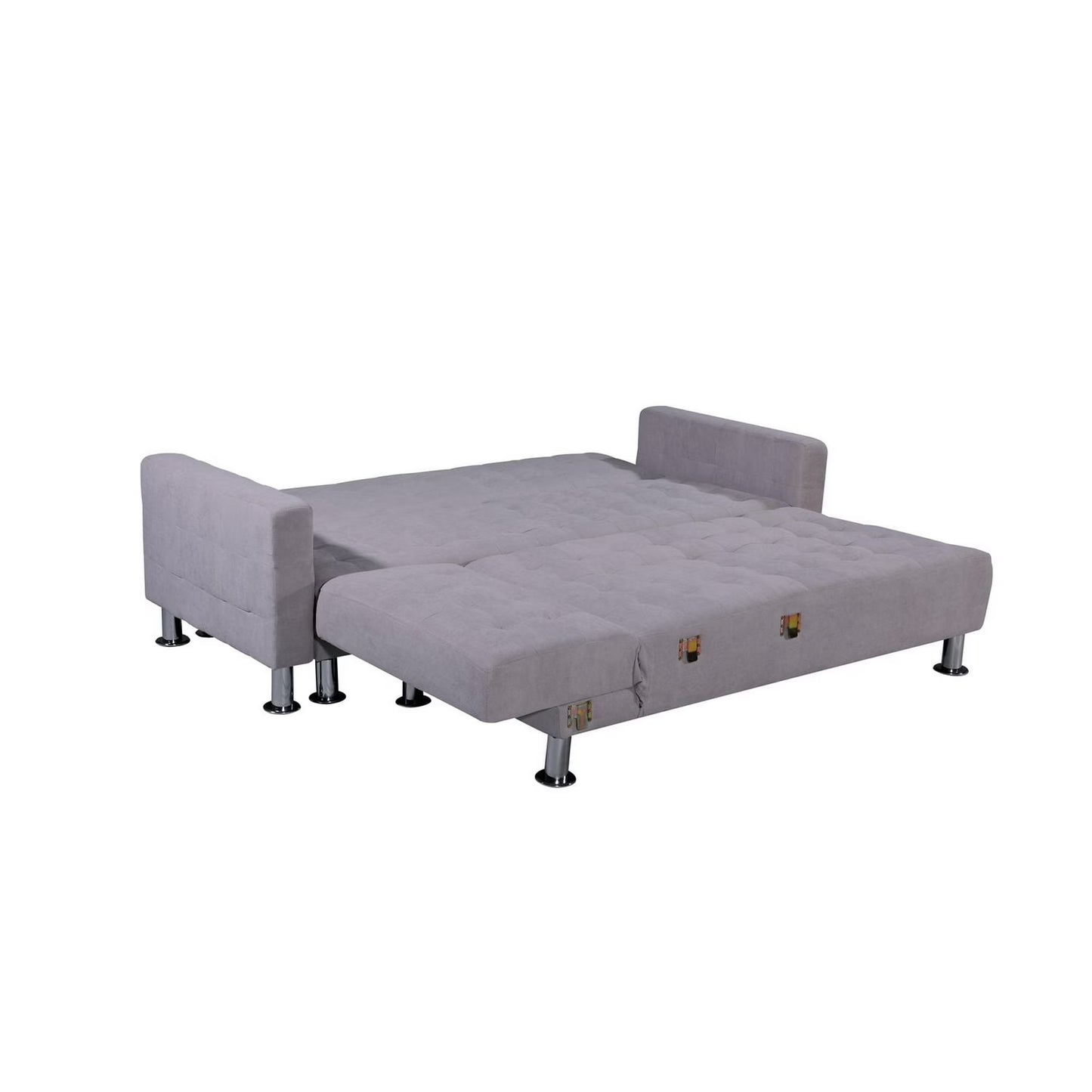 Adjustable Polyester Sectional Sleeper Sofa, Convertible Queen Size Sofa Bed, Light Grey