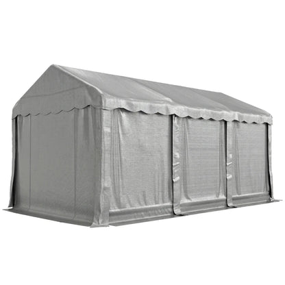 20' x 10' Portable Storage Shed Tent, Outdoor Storage Shelter with Roll-Up Zipper Door and Removable Sidewalls, Light Grey