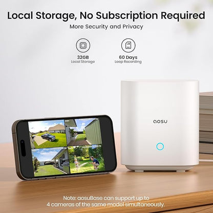 4-Camera Wireless Outdoor Security Camera System with 2K QHD Resolution & Solar Charging