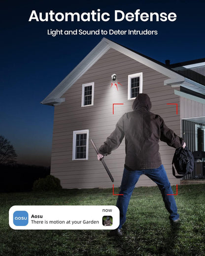 4-Camera Wireless Outdoor Security Camera System with 2K QHD Resolution & Solar Charging