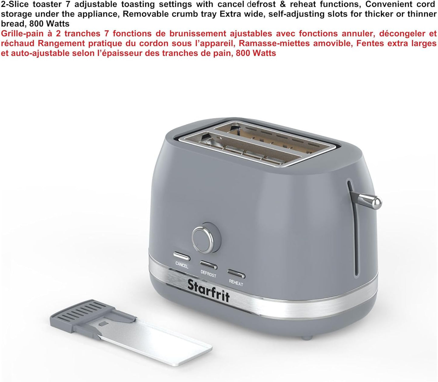 2-Slice Toaster with Adjustable Browning Control & Removable Crumb Tray