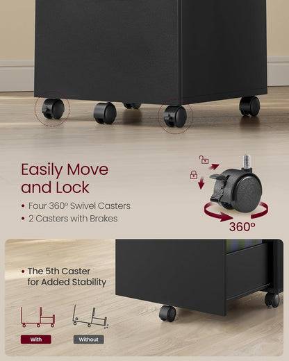 2-Drawer Rolling File Cabinet & Printer Stand for Home Office