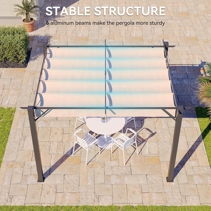 10' x 12' Outdoor Pergola, Heavy-Duty Metal Patio Pergola, Modern Retractable Sun Shade Canopy for Garden, Deck and Backyard