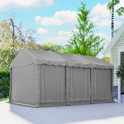 20' x 10' Portable Storage Shed Tent, Outdoor Storage Shelter with Roll-Up Zipper Door and Removable Sidewalls, Light Grey