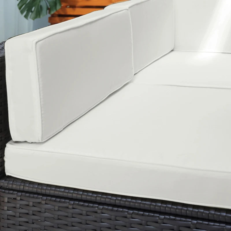 7 Pieces Patio Sofa Outdoor Wicker Sectional Patio Furniture, Dark Brown & Beige