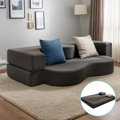 2 in 1 Folding Sofa Bed, Full Size Convertible Sleeper Couch, Futon Sofa Bed for Small Spaces, Living Room & Guest Room, No Assembly Required, Dark Gray