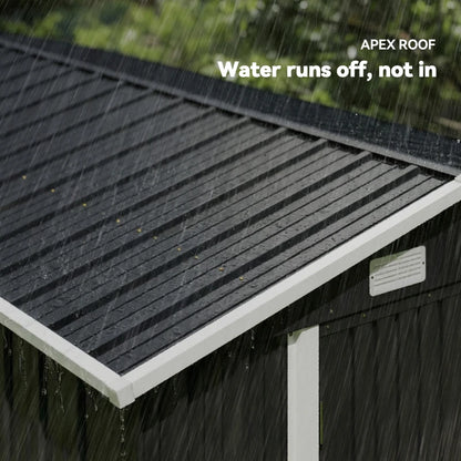 10' x 10' Metal Storage Shed, Heavy Duty Outdoor Storage Shed with 4 Vents and Lockable Double Doors, Dark Grey