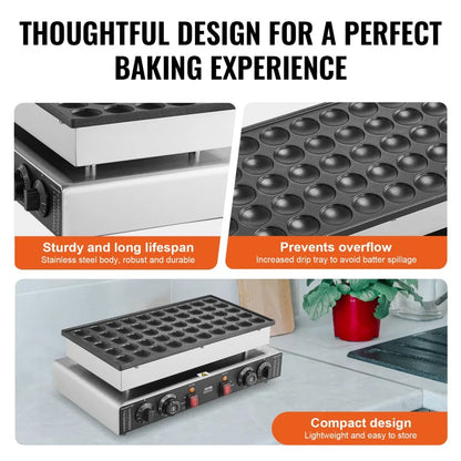 VEVOR Commercial Mini Dutch Pancake Maker 50PCS 1700W