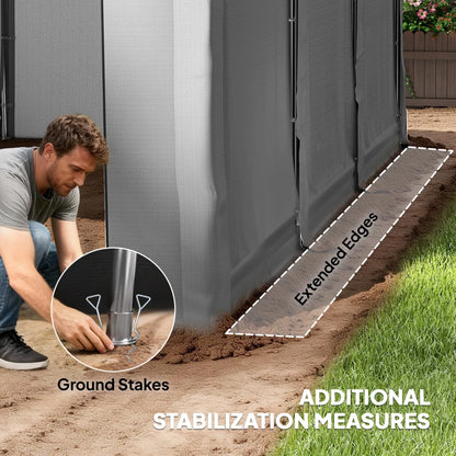 20' x 10' Portable Storage Shed Tent, Outdoor Storage Shelter with Roll-Up Zipper Door and Removable Sidewalls, Light Grey